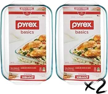 Pyrex Basics 3-Quart Oblong Glass Baking Dish, Set of 2 by Pyrex - American Made