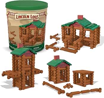Lincoln Logs Classic Building Set Canister by Lincoln Logs - American Made