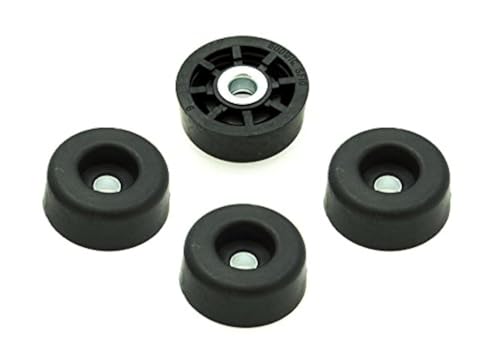 4 Super Soft Round Rubber Feet w/Metal Insert - 1” Wide x .437” Tall - Non-Marking - Perfect for Furniture, Ta by Rubberfeet US - American Made