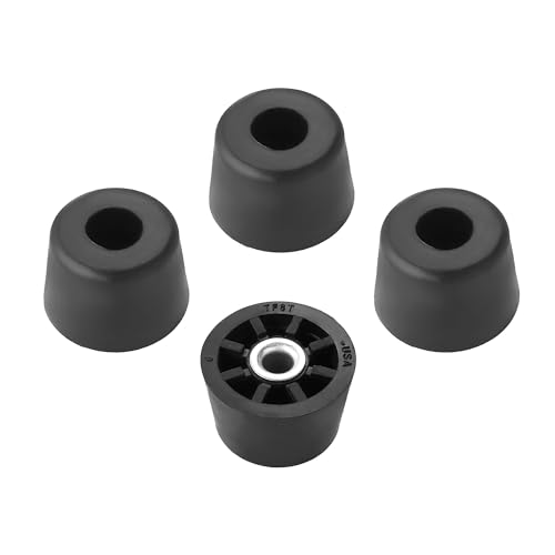 4 Medium Extra Tall Round Black Rubber Feet w/Metal Insert – .625" H x .932" W - Heavy Duty/Non-Marking - Perf by Rubberfeet US - American Made