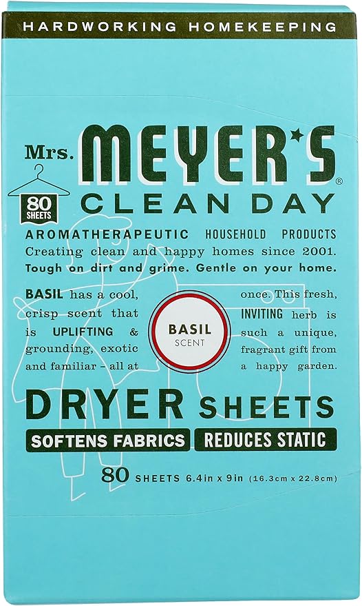 Mrs. Meyer's Clean Day Dryer Sheets, Basil, 80 Count by Mrs. Meyer's - American Made