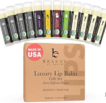 Beauty by Earth USDA Organic Lip Balm 12-Pack 6 Flavors Gift Set by Beauty by Earth - American Made