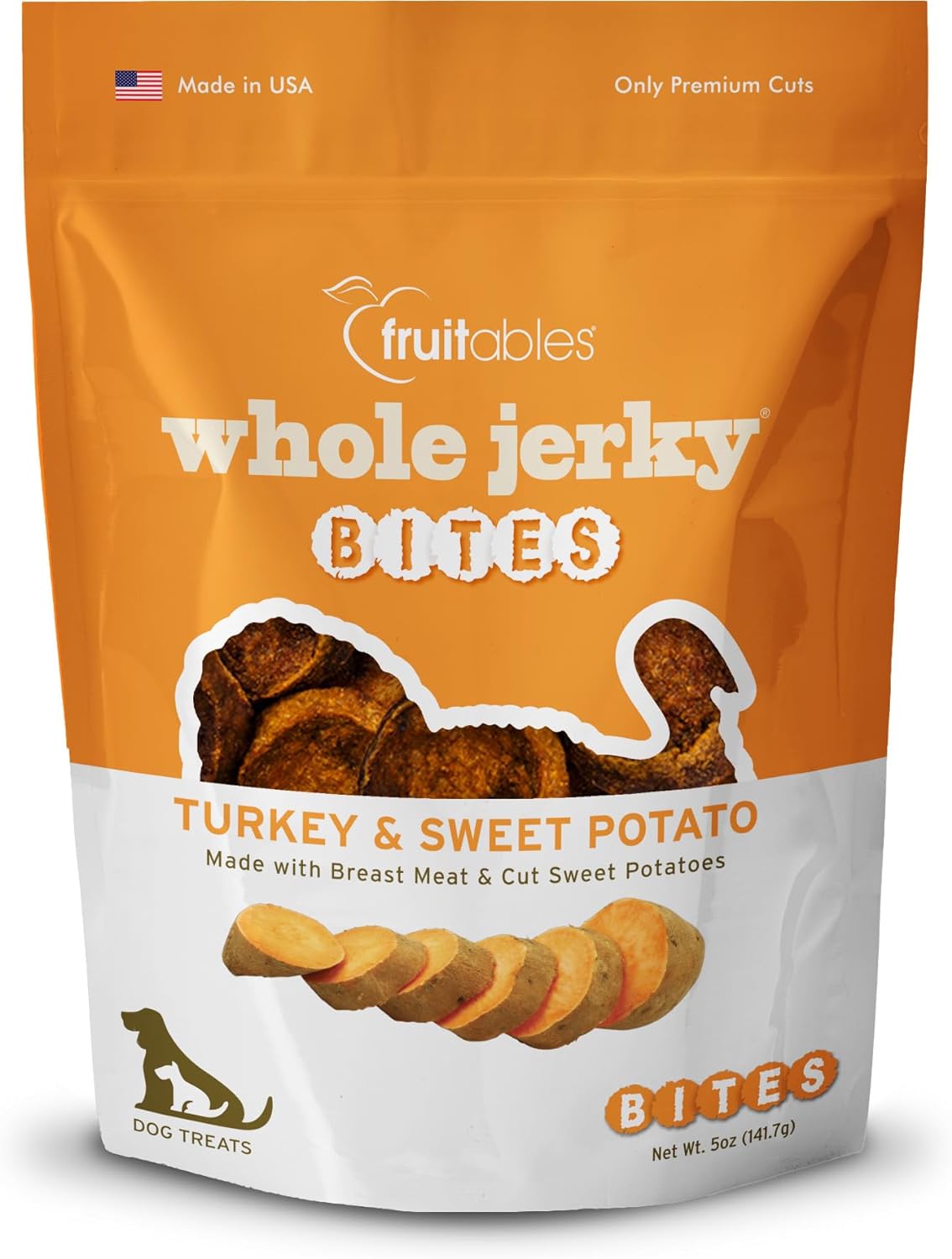 Fruitables Whole Jerky Bites Turkey and Sweet Potato Dog Treats 5oz by Fruitables - American Made