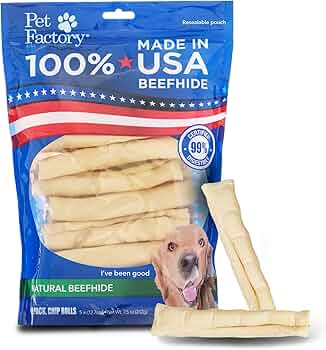 Pet Factory 100% USA Made Beefhide 5-Inch Chip Rolls Dog Chew 18 Count by Pet Factory - American Made