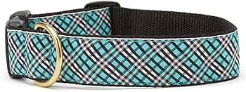 Up Country Aqua Plaid Dog Collar Medium by Up Country - American Made