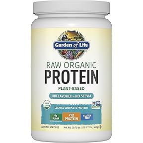 Garden of Life Organic Vegan Protein Powder with Vitamins Probiotics Raw Organic Unflavored by Garden of Life - American Made