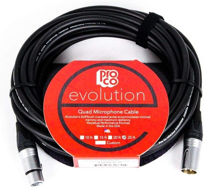 Pro Co Sound Evolution Studio Stage Quad XLR Microphone Cable 25 Foot by Pro Co Sound - American Made