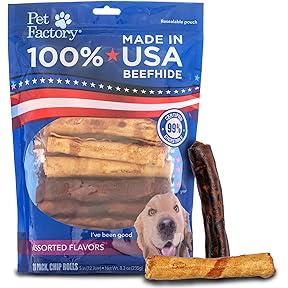 Pet Factory 100% USA Made Beefhide Mini Rolls Dog Chew 16oz Beef and Chicken by Pet Factory - American Made