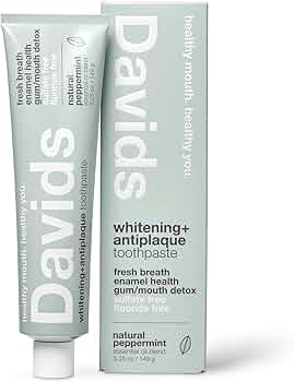 Davids Natural Toothpaste Antiplaque Fluoride Free SLS Free Peppermint 5.25 oz by Davids - American Made