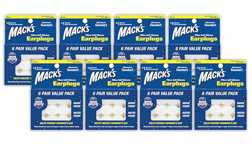 Mack's Pillow Soft Silicone Earplugs - 6 Pair (Pack of 8), Value Pack – The Original Moldable Silicone Putty E by Mack's - American Made