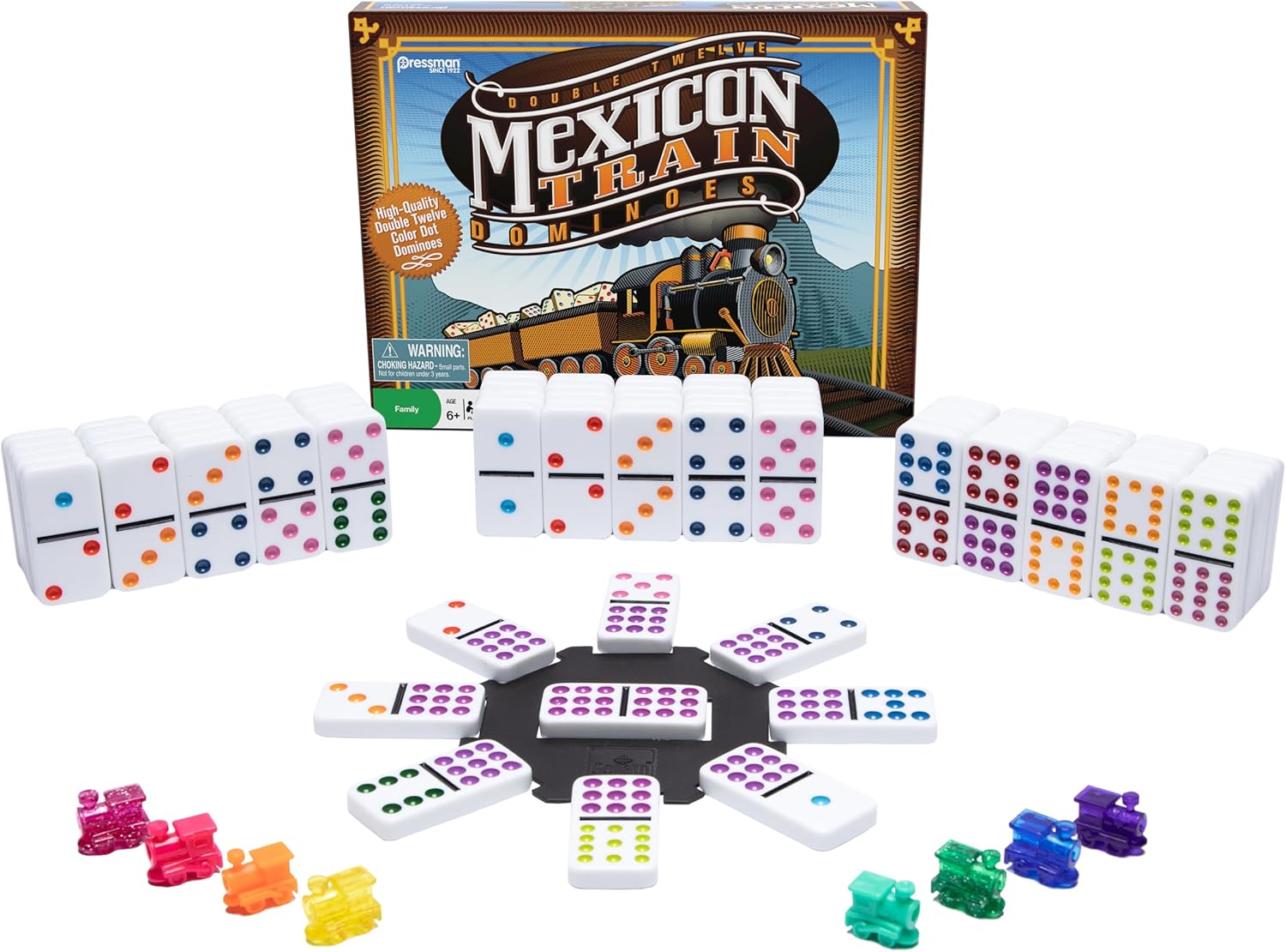 Pressman Mexican Train Dominoes Game by Pressman Toy - American Made