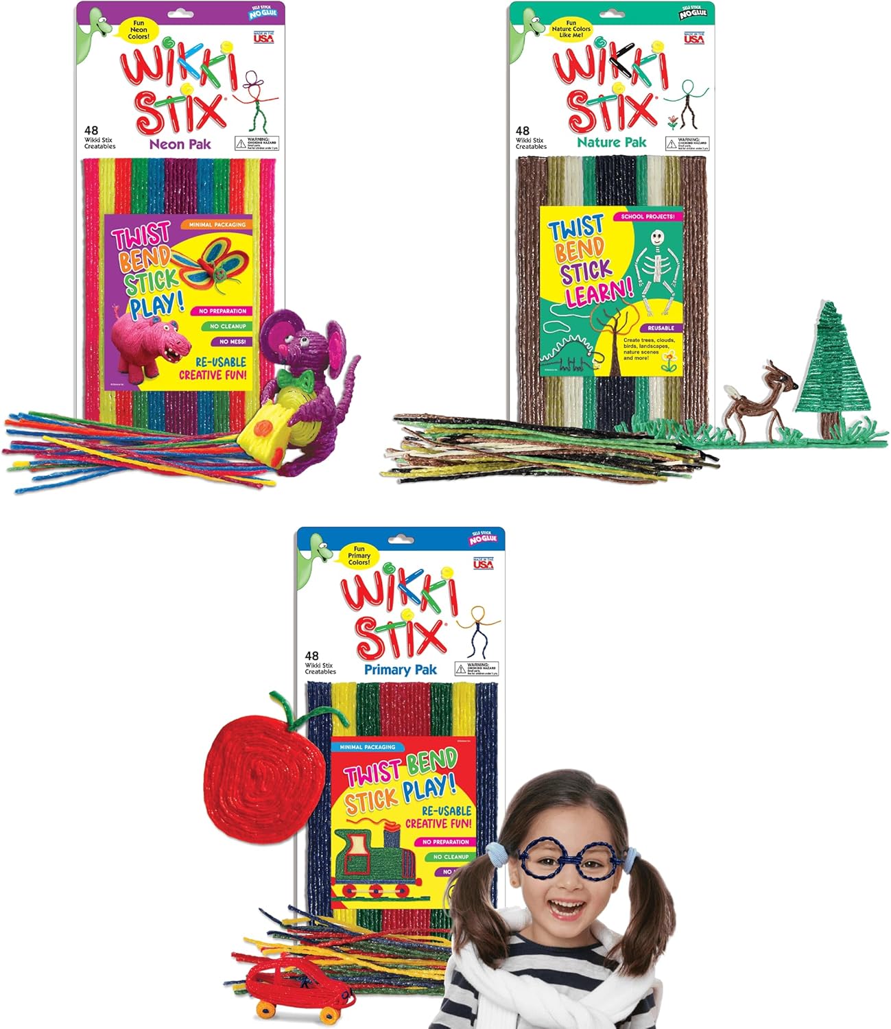 WikkiStix Arts and Crafts Triple Play Pack 144 Count by WikkiStix - American Made