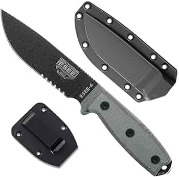 ESEE Model 4S Serrated Edge Survival Knife with Sheath by ESEE Knives - American Made