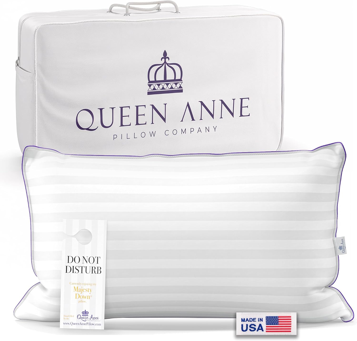 Queen Anne Hotel Pillow King Size, Soft Support by Queen Anne Pillow - American Made