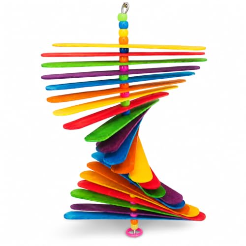 Bonka Bird Toys 867 Big Stick 9.5" Colored Wooden Plastic Spinning Chew Toy for Medium Birds Cage Enrichment C by Bonka Bird Toys - American Made