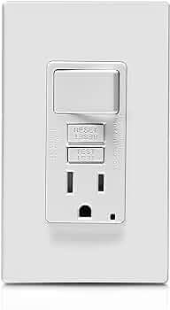 Leviton GFCI Outlet and Switch Combo 15-Amp Self-Test White by Leviton - American Made