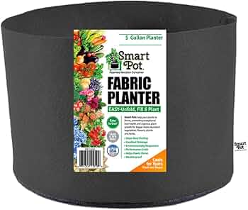 Smart Pot 5-Gallon Soft-Sided Fabric Garden Container, 5-Pack, Black by Smart Pot - American Made
