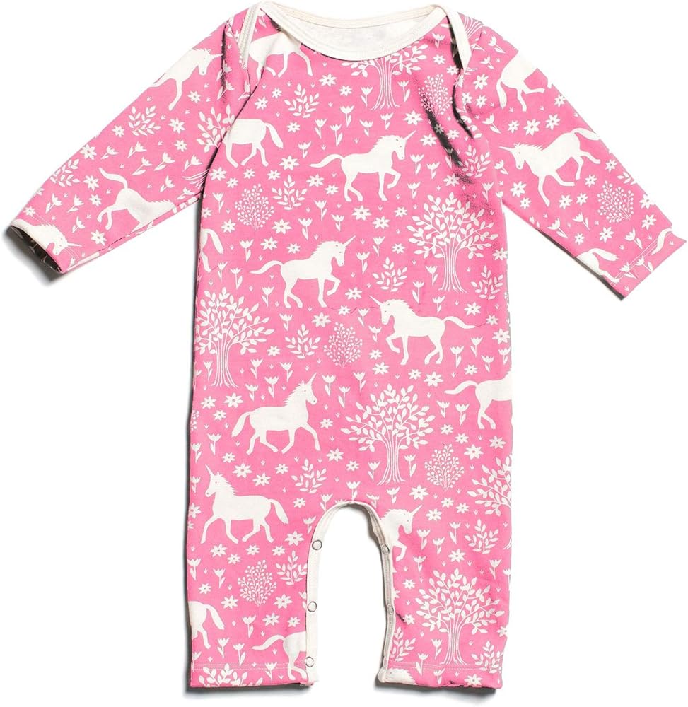 Winter Water Factory Magical Forest Pink Long Sleeve Romper 12-18 Months by Winter Water Factory - American Made