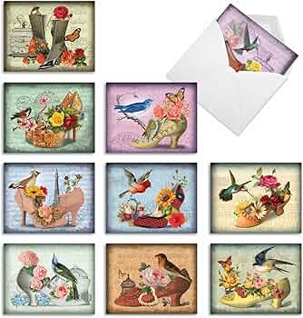 The Best Card Company 10 Blank Note Cards — Fancy Footwork by The Best Card Company - American Made