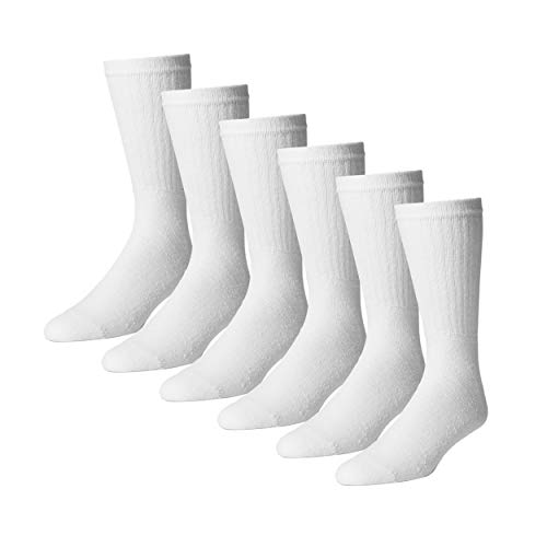 Everyday Crew Socks for Men - Cotton Socks - 12-Pack in White - Size 10-13 by American Made Socks - American Made