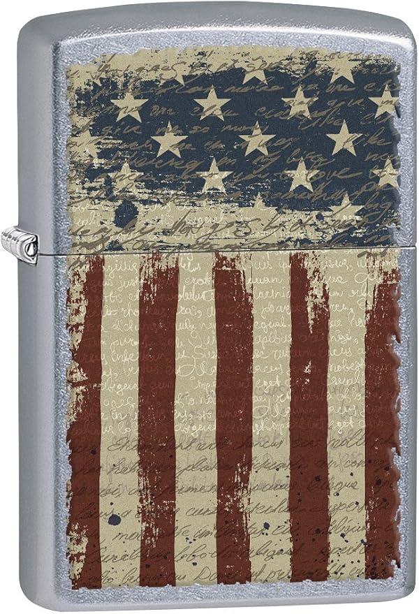 Zippo Aged American Flag Pocket Lighter Street Chrome by Zippo - American Made