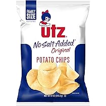 UTZ No Salt Added Original Potato Chips 9.5oz 4 Bags by Utz - American Made