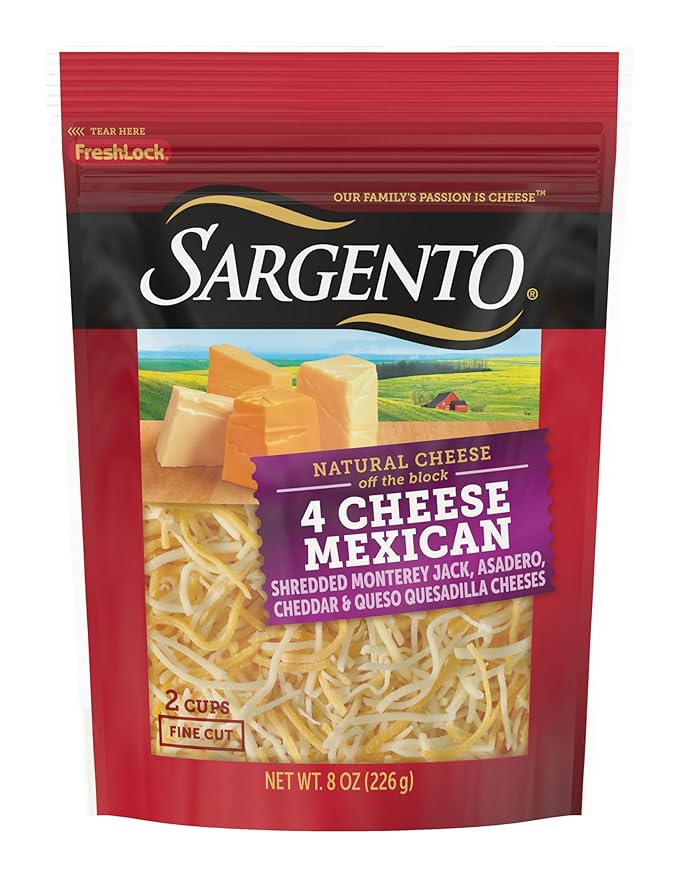 Sargento Natural 4 Cheese Mexican Shredded Cheese Fine Cut 8 oz by Sargento - American Made