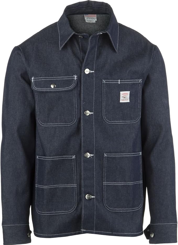 Pointer Brand Indigo Denim Raw Cone White Oak Chore Coat Men's by Pointer Brand - American Made