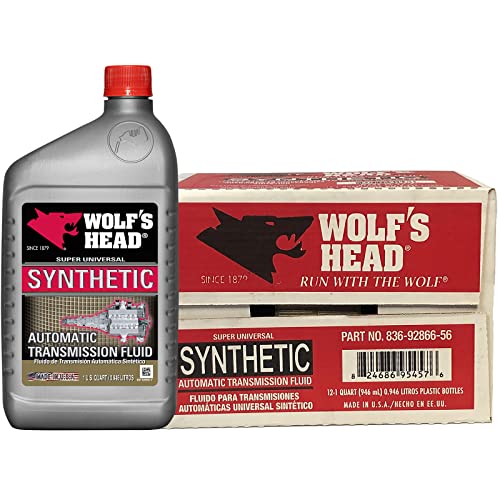 Wolf's Head Super Universal Synthetic Automatic Transmission Fluid (836-92866-56) 1 Quart Bottle, Pack of 12 by Wolf's Head - American Made