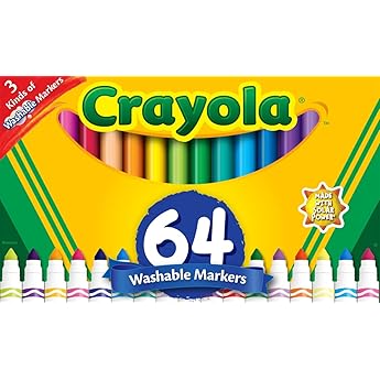 Crayola Ultra-Clean Washable Markers 64-Count by Crayola - American Made