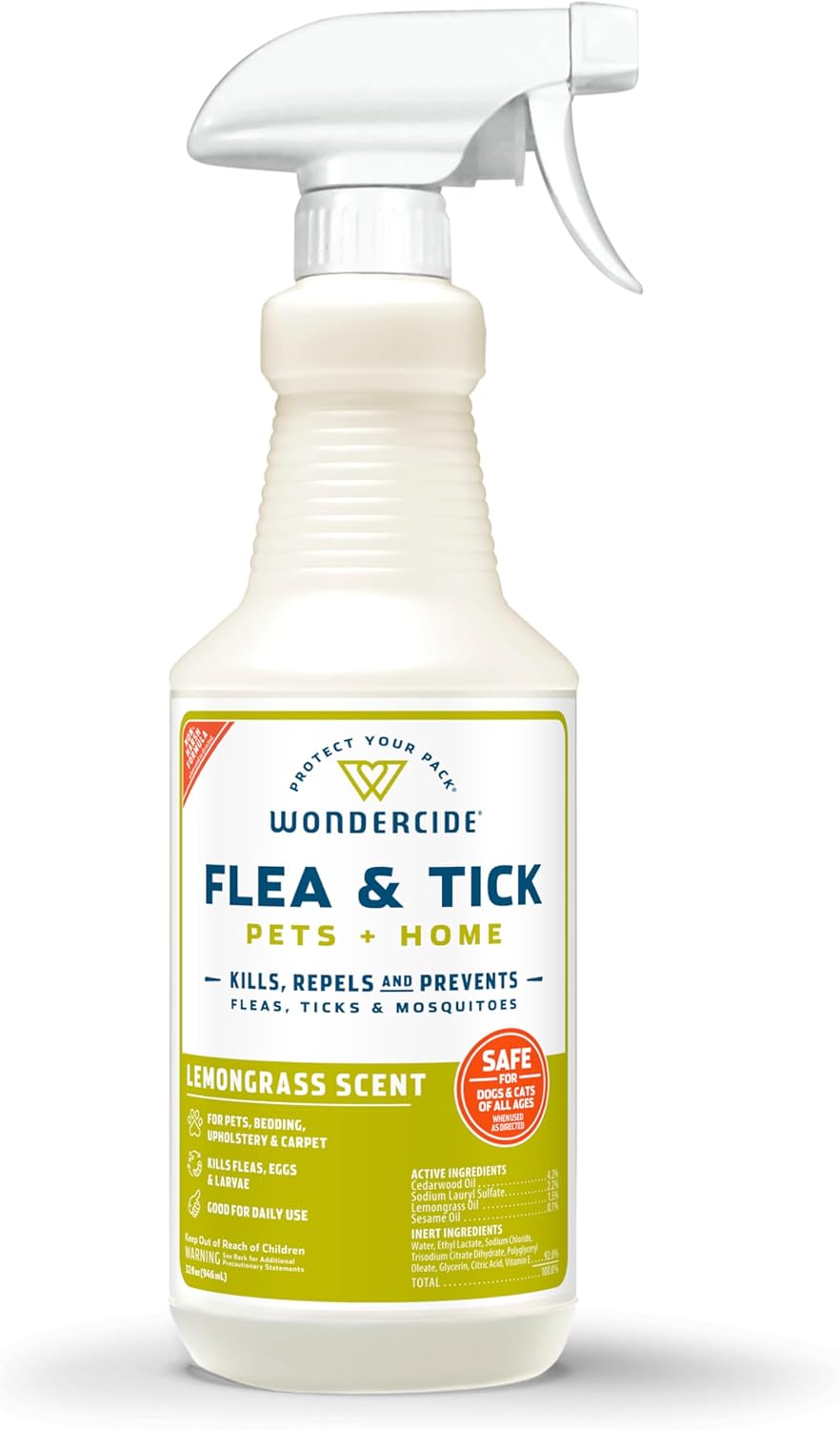 Wondercide Flea and Tick Spray for Pets + Home â€” Lemongrass, 32 oz by Wondercide - American Made