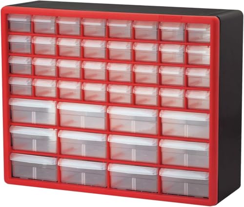 Akro-Mils 44-Drawer Plastic Storage Cabinet, 20" W x 6" D x 16" H, Red by Akro-Mils - American Made