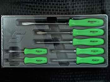 Snap-on SDDX70AG 7-Piece Combination Screwdriver Set, Green by Snap-on - American Made