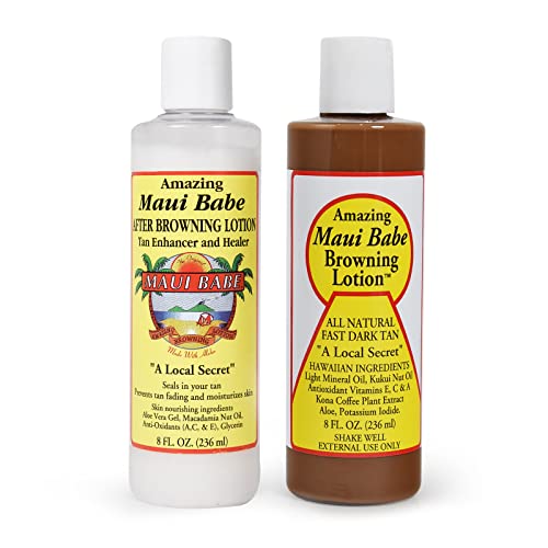 Maui Babe Before And After Browning Lotion, [2-Pack]- Before And After Sun Tan, 8 Ounces by Maui Babe - American Made