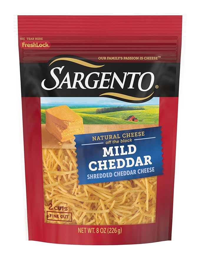 Sargento Natural Mild Cheddar Shredded Cheese Fine Cut 8 oz by Sargento - American Made