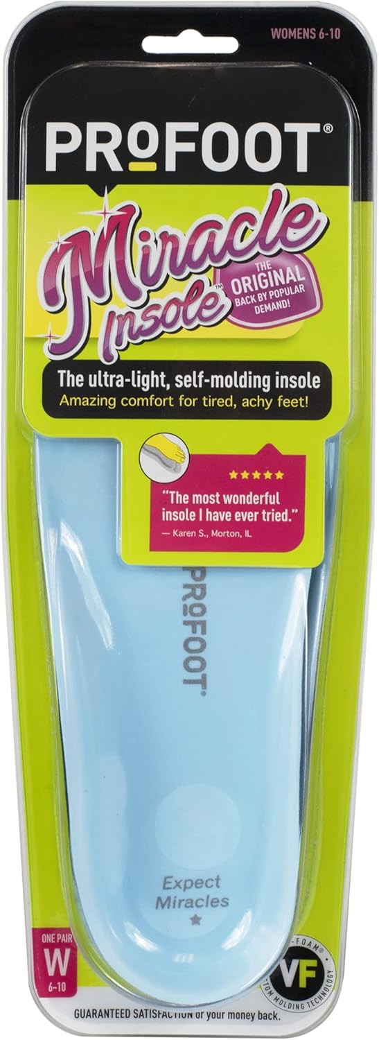 PROFOOT Original Miracle Insoles for Women (Sizes 6-10), Self-Molding Memory Foam by Profoot - American Made