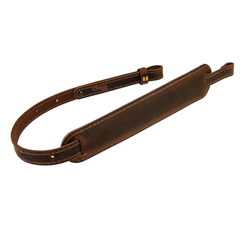 BF500 Buffalo Leather Padded Rifle Gun Sling, Crazy Horse/Brown Stitched, Black, Amish Handmade (Crazy Horse/B by Nohma Leather - American Made