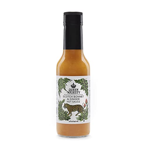 Queen Majesty Scotch Bonnet & Ginger Hot Sauce, 5 oz - All Natural Scotch Bonnet, Habanero, & Ginger Condiment by Queen Majesty - American Made