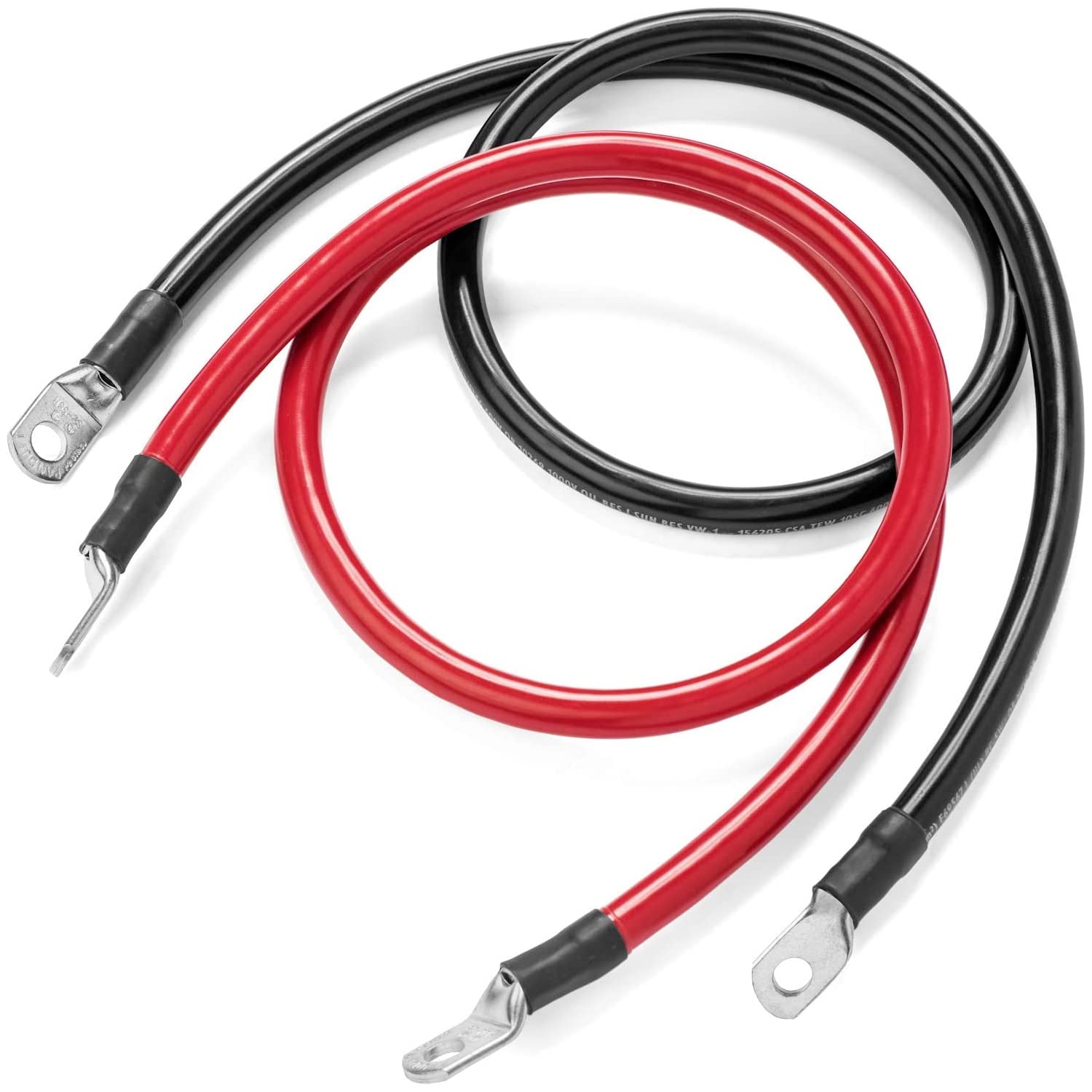 Spartan Power 4 AWG Battery Cable Set 2 Foot with 5/16 Inch Ring Terminals by Spartan Power - American Made