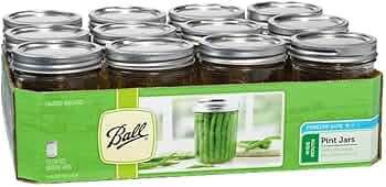 Ball Wide Mouth Pint 16oz Glass Mason Jar 12-Count by Ball - American Made