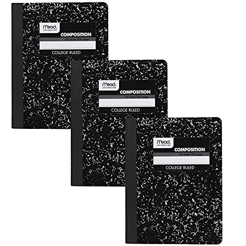 Mead Composition Book College Ruled Black Marble 100 Sheets by Mead - American Made