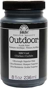 FolkArt Outdoor Acrylic Paint Coal 8oz by Plaid Crafts - American Made