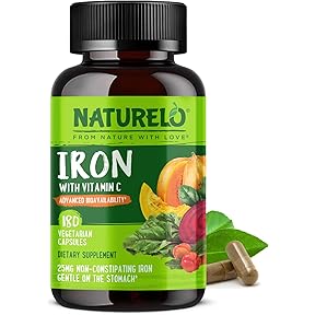 NutriGold Organic Gentle Iron Supplement, 18 mg, 60 Vegan Capsules by NutriGold - American Made