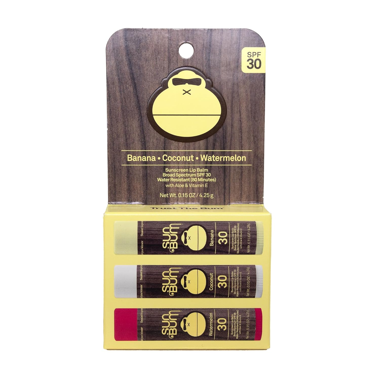 Sun Bum SPF 30 Sunscreen Lip Balm 3-Flavor Variety Pack 0.15oz by Sun Bum - American Made