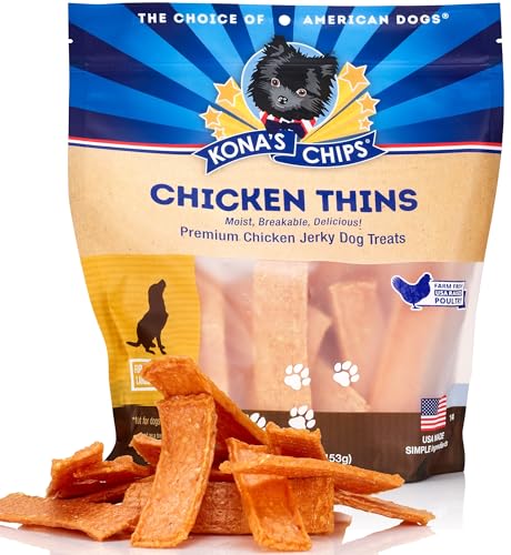 Kona's Chips Chicken Thins Jerky Dog Treats Made in USA by Kona's Chips - American Made