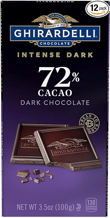 Ghirardelli Intense Dark 72% Cacao Twilight Delight Bars 12-Pack by Ghirardelli - American Made