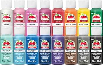 Apple Barrel Vibrant Spectrum Acrylic Paint Set 16 Matte Colors 2oz Each by Plaid Crafts - American Made