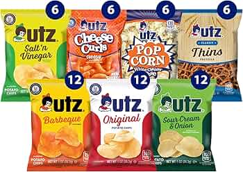 Utz Variety Pack 60 Individual Potato Chip Cheese Curl Popcorn Pretzel Snacks by Utz - American Made