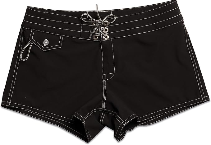 Birdwell Women's Stretch Boardshorts Regular Rise Black by Birdwell Beach Britches - American Made