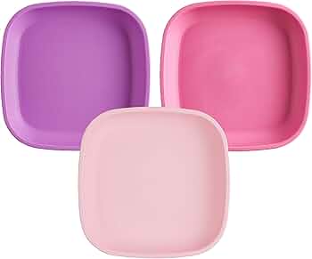 Re-Play Toddler Deep-Walled Flat Kids Plates Set of 3 Made in USA by Re-Play - American Made